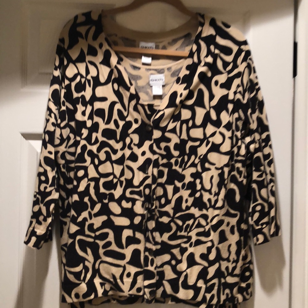 Chico Black and Tan shell and cardigan sweater set